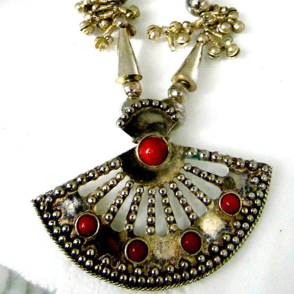 Vintage 80's Necklace Large Alloy Chunky with bell - Picture 8 of 8